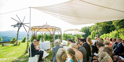 Hochzeit - Hochzeitsessen: 3-Gänge Hochzeitsmenü - Steiermark - Trauung unter freiem Himmel mitten im Weingarten. - Weingartenhotel Harkamp