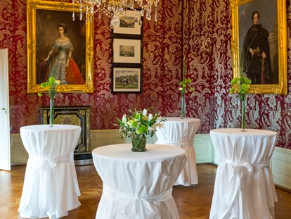 Hochzeit - Hochzeits-Stil: Traditionell - Kottingbrunn - Stehempfang im roten Salon - Schloss Esterházy
