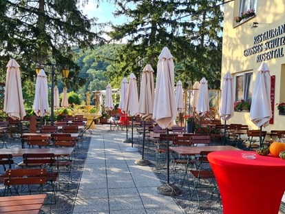 Hochzeit - Umgebung: in den Bergen - Österreich - Gastgarten wartet auf die Hochzeitsgäste  - Hochzeitssaal Wien Rosental