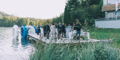 Hochzeit - Art der Location: im Freien - Stumm - Sektempfang und Aperitif auf dem Steg. - Restaurant Fischerstube