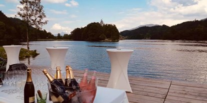 Hochzeit - Umgebung: in den Bergen - Rottach-Egern - Sektempfang direkt am See. - Restaurant Fischerstube