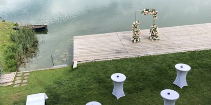 Hochzeit - Umgebung: mit Seeblick - Reith im Alpbachtal - Prosecco-Empfang am See - Restaurant Fischerstube