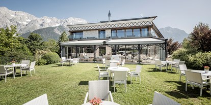 Hochzeit - Garten - Tirol - Terrasse im Erdgeschoss - Greenvieh Chalet