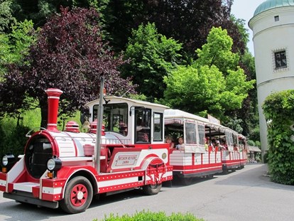 Hochzeit - Art der Location: Burg - Wattens - Bummelzug "Tratzberg Express", welcher Ihre Gäste die Waldstrasse rauf zum Schloss transportiert - Schloss Tratzberg