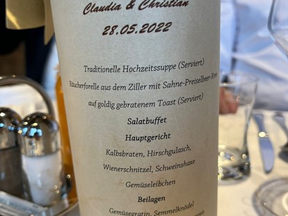 Hochzeit - Hochzeitsessen: mehrgängiges Hochzeitsmenü - Tiroler Unterland - Berghotel Gerlosstein
