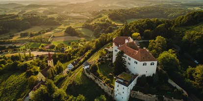 Hochzeit - Fürstenfeld - Luftaufnahme des Schloss Kapfenstein in der Steiermark. - Schloss Kapfenstein Hotel Restaurant