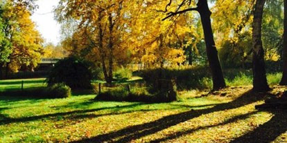 Hochzeit - Herbsthochzeit - Lüneburger Heide - Blick in den Garten, hier besteht die Aufstellmöglichkeit für ein Festzelt - Gutshof im Oertzetal in Oldendorf bei Hermannsburg