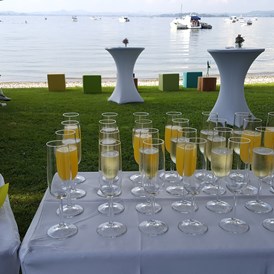 Hochzeit: Trauung am Gnadensee in Baden-Württemberg. - Sekt am See