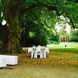 Hochzeit: Alternative zum Pavillon... ene Trauung an unserem schönen Mammutbaum mitten im großzügigen Schlosspark  - Brasserie Schloss Paffendorf