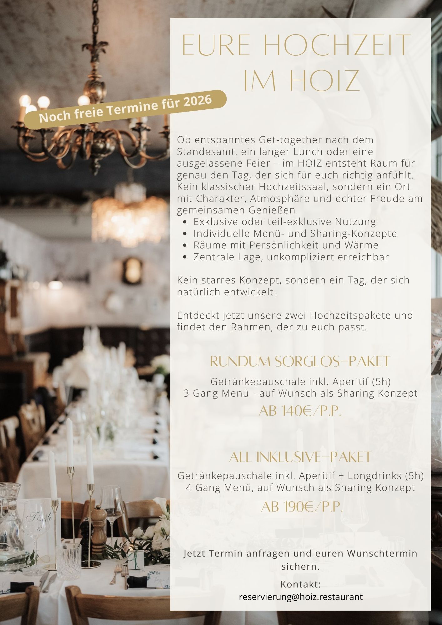 Hochzeitslocation - Neo-Brasserie HOIZ