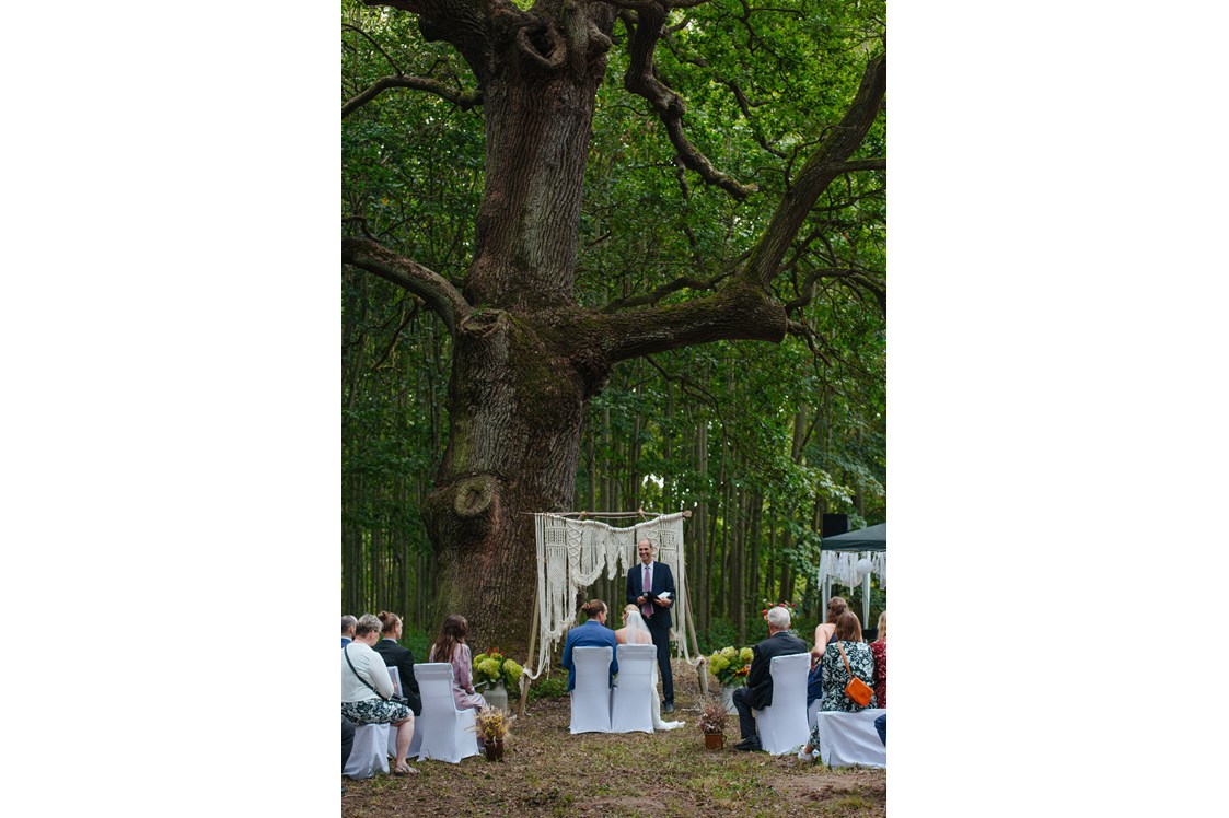 Hochzeit: Trauung im Freien unter der dicken Eiche im Burgpark - Wasserburg Turow