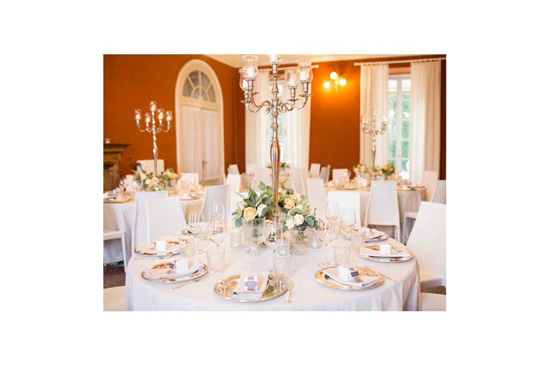 Hochzeit: Die Räume im Erdgeschoss bieten Platz für Buffet-Dinner und Placé-Lunch. - Villa Piceni
