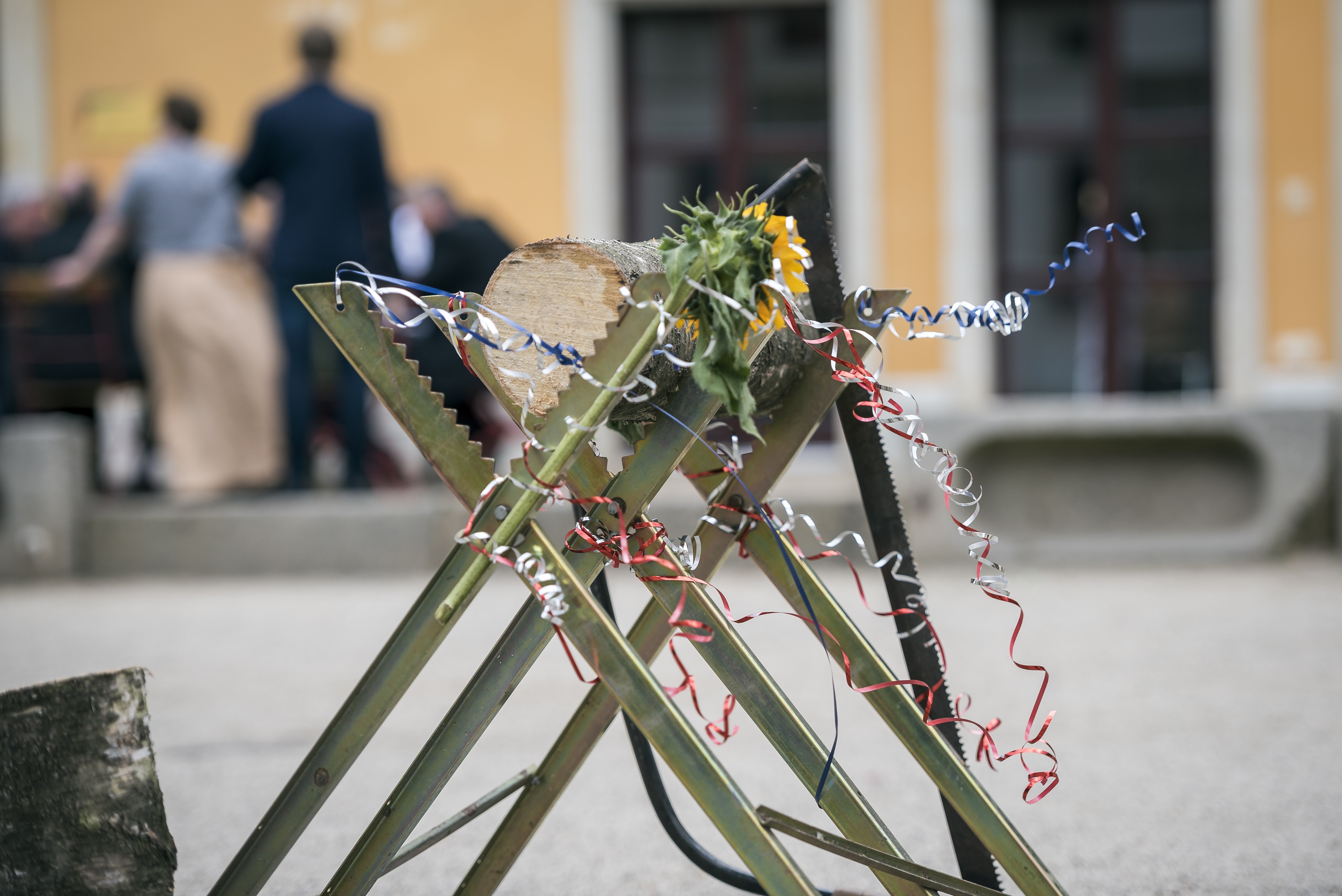 Matrimonio - Sächsische Schweiz - Im Hof des Jugendgästehaus Liebethal könnt ihr verschiedene Spiele - wie das Sägen eines Baumstammes - durchführen. - Jugendgästehaus LIEBETHAL