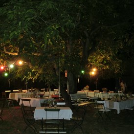 Hochzeit: Abendbeleuchtung unter dem alten Nussbaum... - Alte Försterei