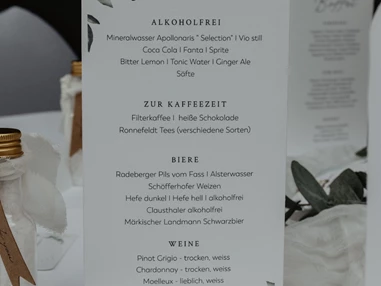 Hochzeit: Menükarte - Van der Valk Hotel Berlin Brandenburg