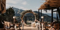 Hochzeit - Hochzeitsessen: mehrgängiges Hochzeitsmenü - unsere Waldterrasse für die freien Trauungen - bei jeder Witterung die richtige Entscheidung - TOM Almhütte - Hochkönig