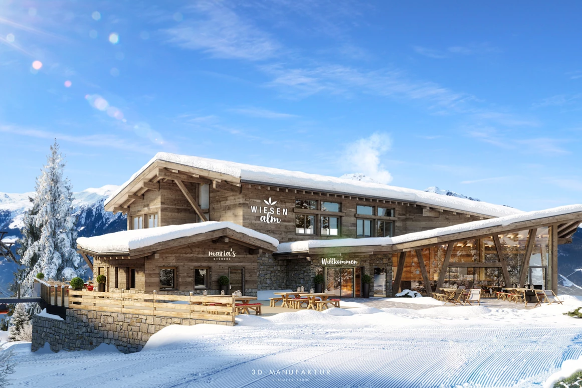 Hochzeitslocation: Die Wiesenalm eignet sich auch ideal für eine Winterhochzeit. - Wiesenalm