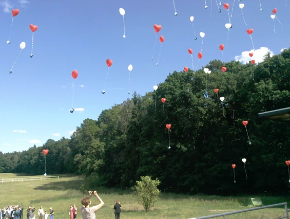 Hochzeitslocation: Luftballons auf Wiese - Gut Sarnow - Ihre Hochzeitslocation