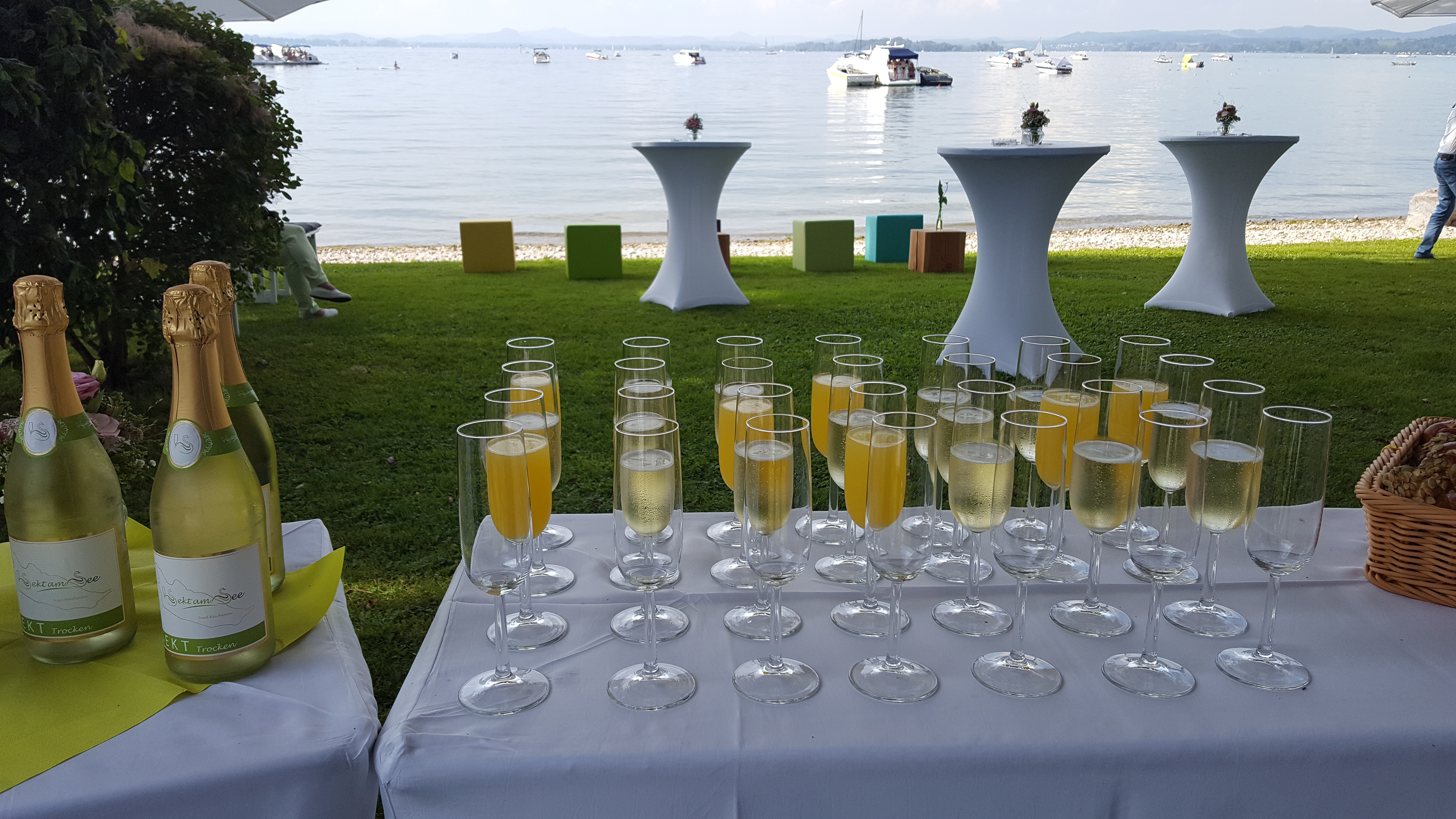 Hochzeitslocation: Trauung am Gnadensee in Baden-Württemberg. - Sekt am See