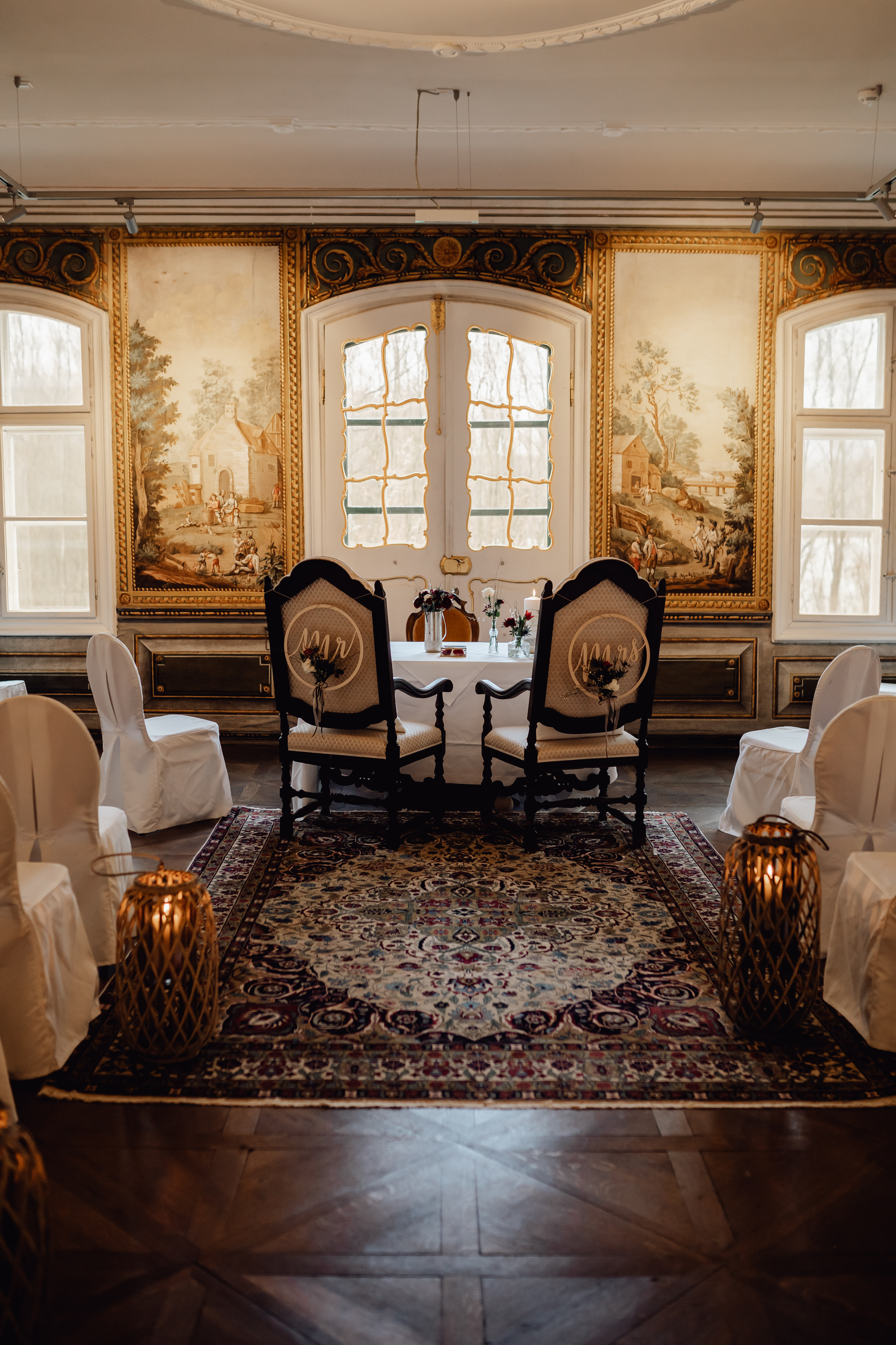 Schloss Luberegg Angaben zu den Festsälen Tapetenzimmer