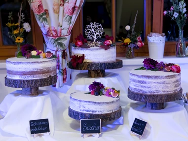Hochzeit: Naked Cake 
(c)Foto Helga Rader - Jägerwirt Dreifaltigkeit