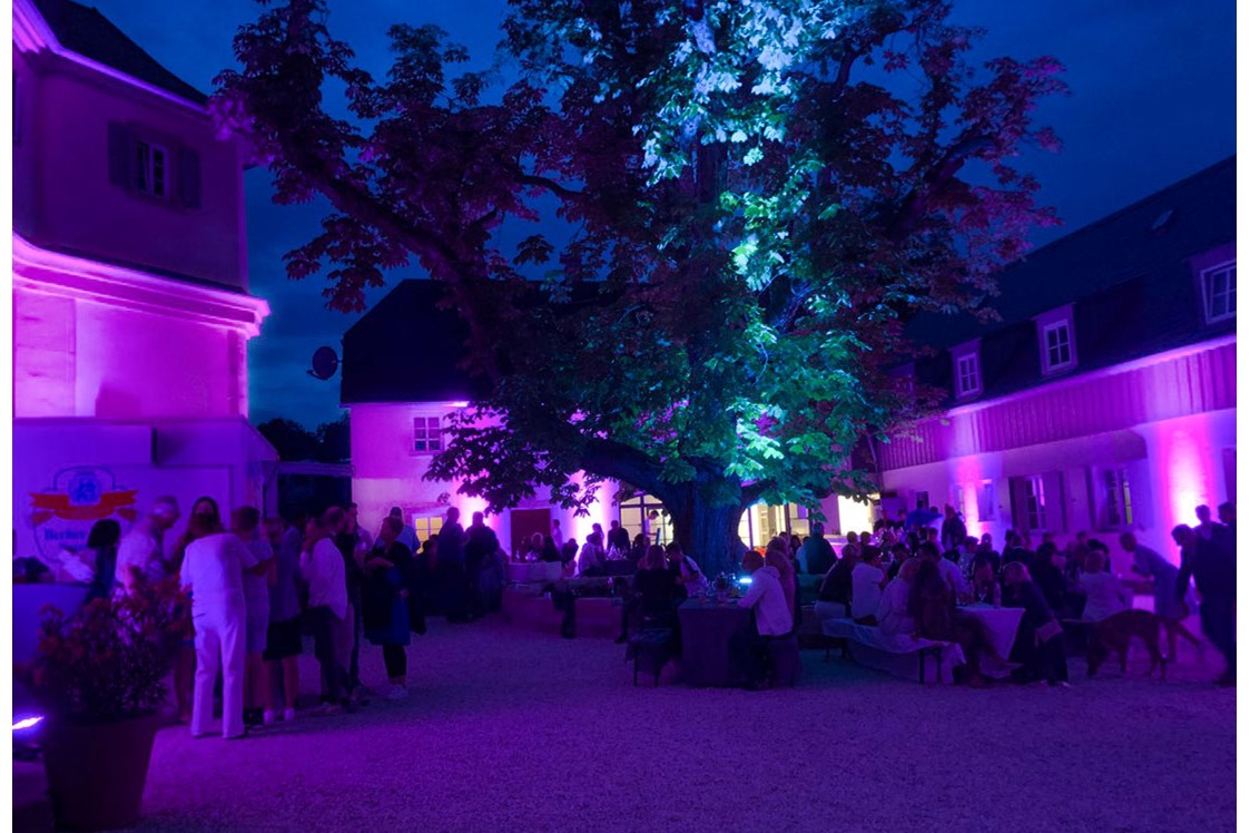 Hochzeit: Schlosshof beleuchtet - Schloss Falkenhaus