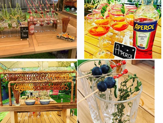 Hochzeitslocation: Aperitif Buffet im Garten mit Kinderspielplatz,Sandkasten und vieles mehr... - Relax- & Vitalhotel Adler