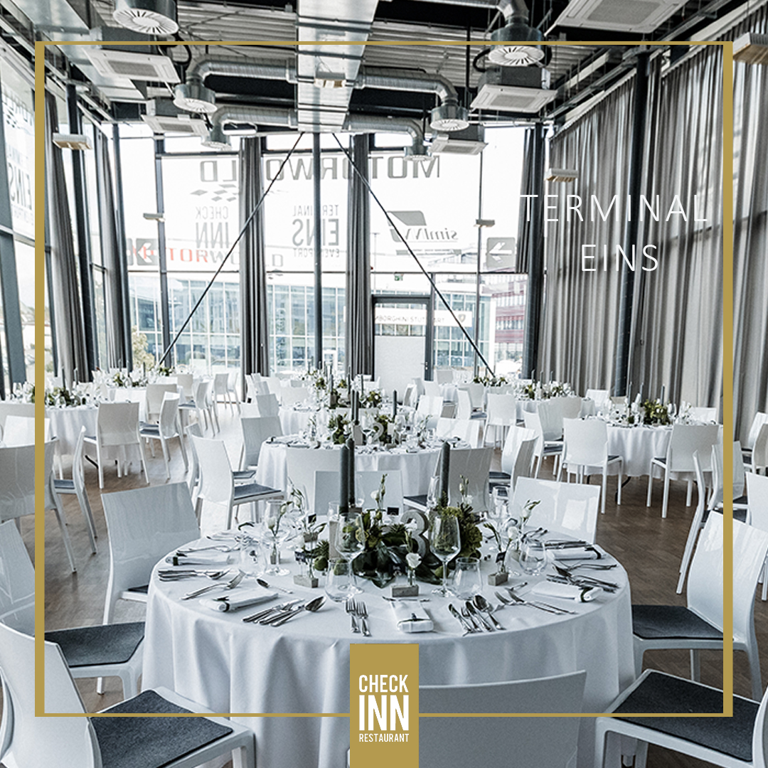 CHECK INN Restaurant Eventhalle TERMINAL EINS Information about the banquet halls Event hall TERMINAL ONE
