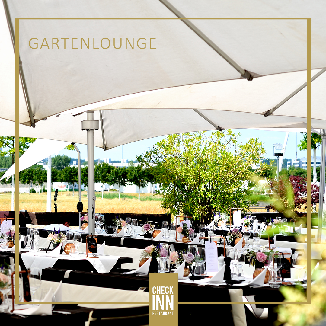 CHECK INN Restaurant Eventhalle TERMINAL EINS Information about the banquet halls CHECK INN Garden Lounge