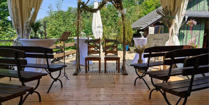 Brilons Kurparkhütte Angaben zu den Festsälen Terrasse