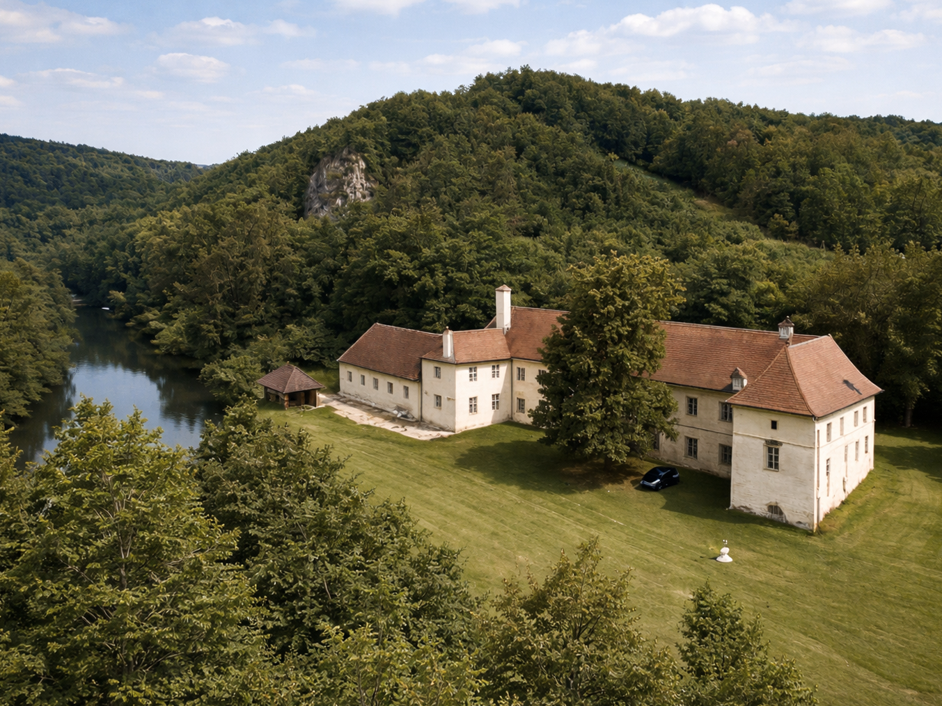Hochzeit - Geeignet für: Seminare und Meetings - Horn (Horn) - Hohenlohe Mühle mit Kamp, Drohnenaufnahme - Hohenlohe Mühle