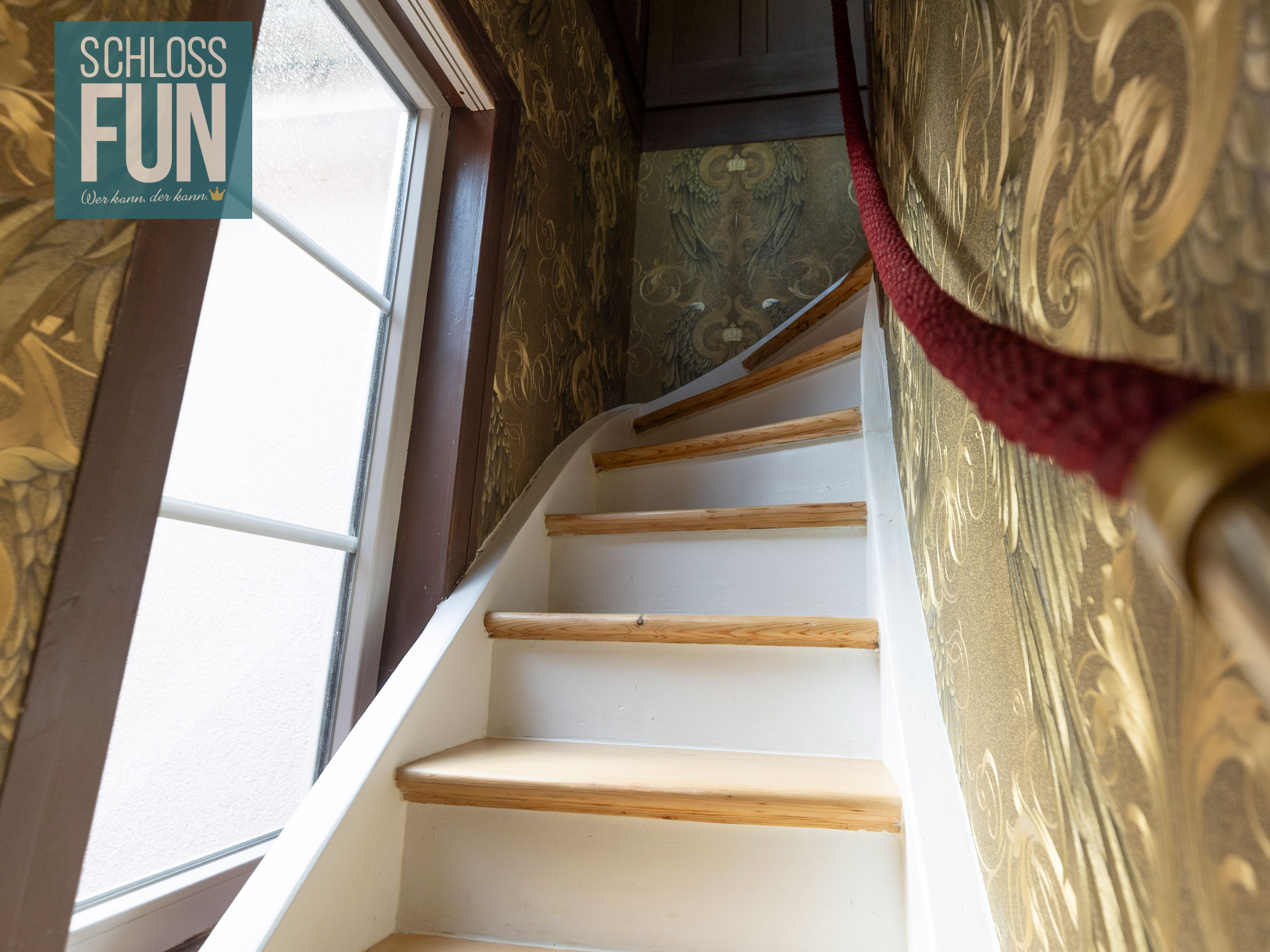 Hochzeit: Treppe zum Turmzimmer - Schlössle Seeburg