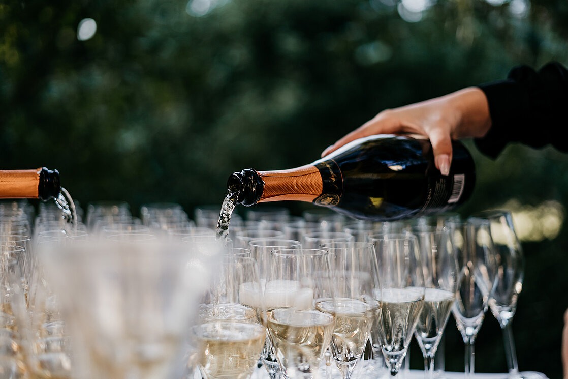 Hochzeit: Sektempfang  - Kuralpe Kreuzhof