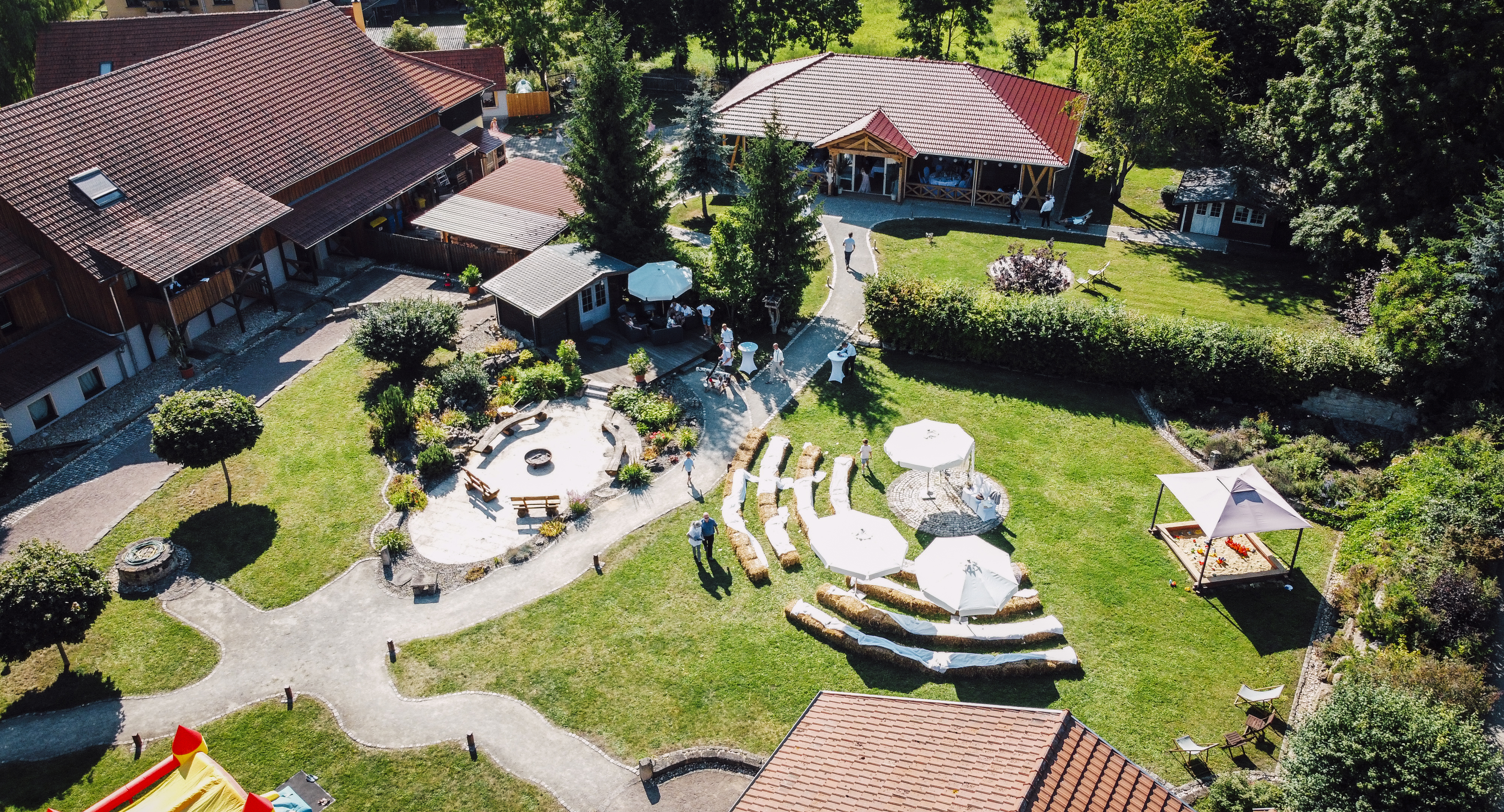 Hochzeit: Luftbild der Anlage - Landkulturhof Glücksbringer