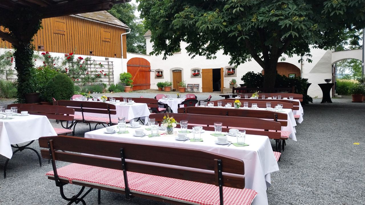 Matrimonio - Garten - Empfang und Kaffetrinken im Innenhof - Landhausgarten Bunzmann