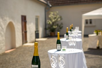 Hochzeit: Der Innenhof eignet sich bestens für einen Sektempfang. - Schloss Lackenbach