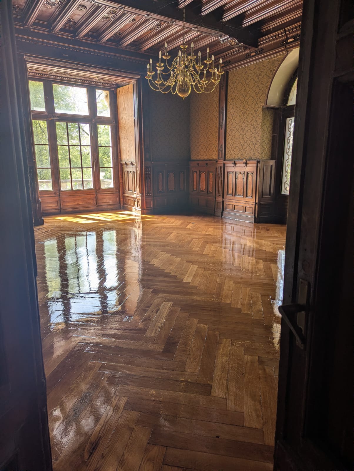 Hochzeit: Empfangssaal des Herzogs - Renovierung Parkett 2026 - Neues Jagdschloss Hummelshain