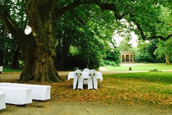 Hochzeit: Alternative zum Pavillon... eine Trauung an unserem schönen Mammutbaum mitten im großzügigen Schlosspark  - Brasserie Schloss Paffendorf